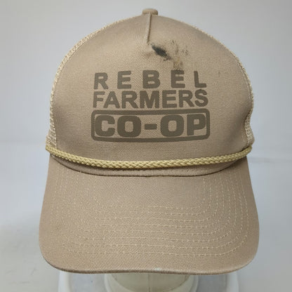 Cobra Rebel Farmers Co-Op Trucker Hat Beige One Size Snapback Rope Mesh