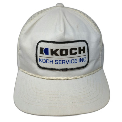 Young An 5 Panel White Hat One Size Koch Service Inc Mesh Back Snapback Rope
