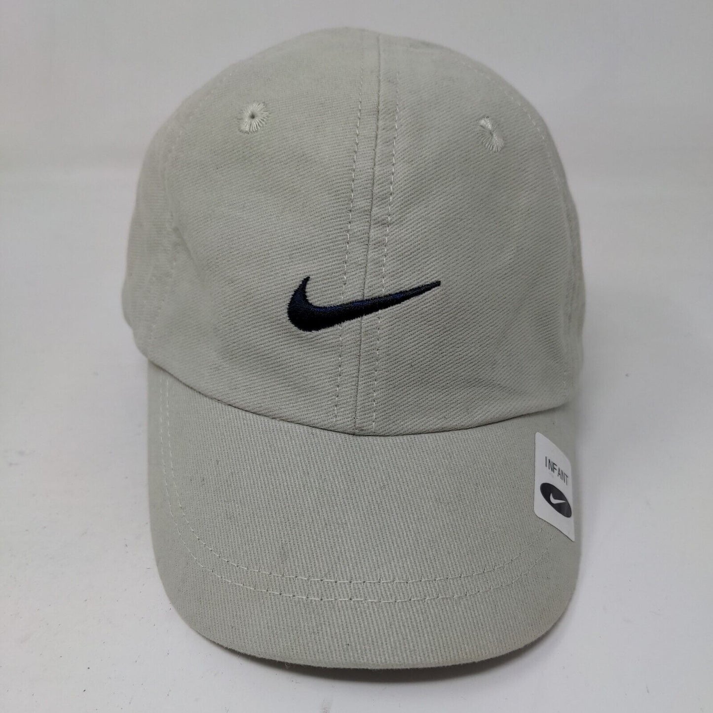 Nike Baby Stretchy Hat Gray Size 12 Months Embroidered Swoosh Logo Vintage