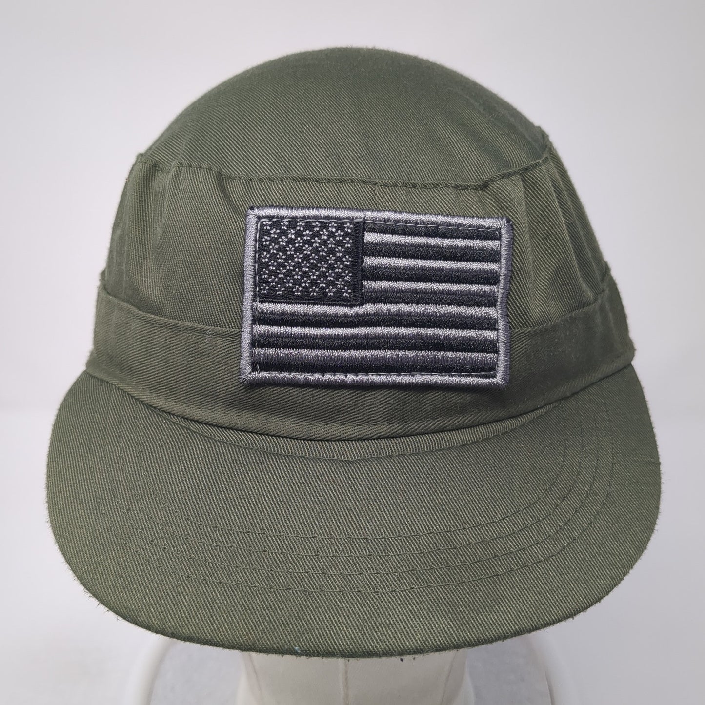 USA Flag Cadet Army Cap Green One Size Adjustable Embroidered Patriotic