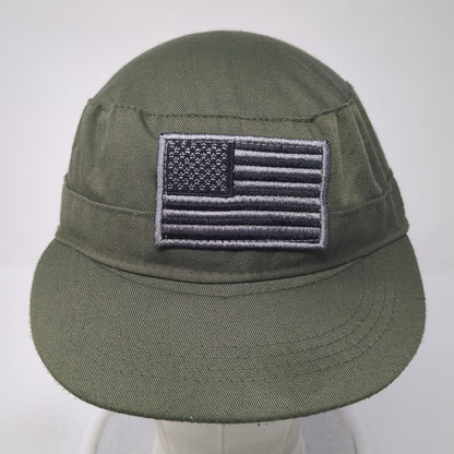 USA Flag Cadet Army Cap Green One Size Adjustable Embroidered Patriotic