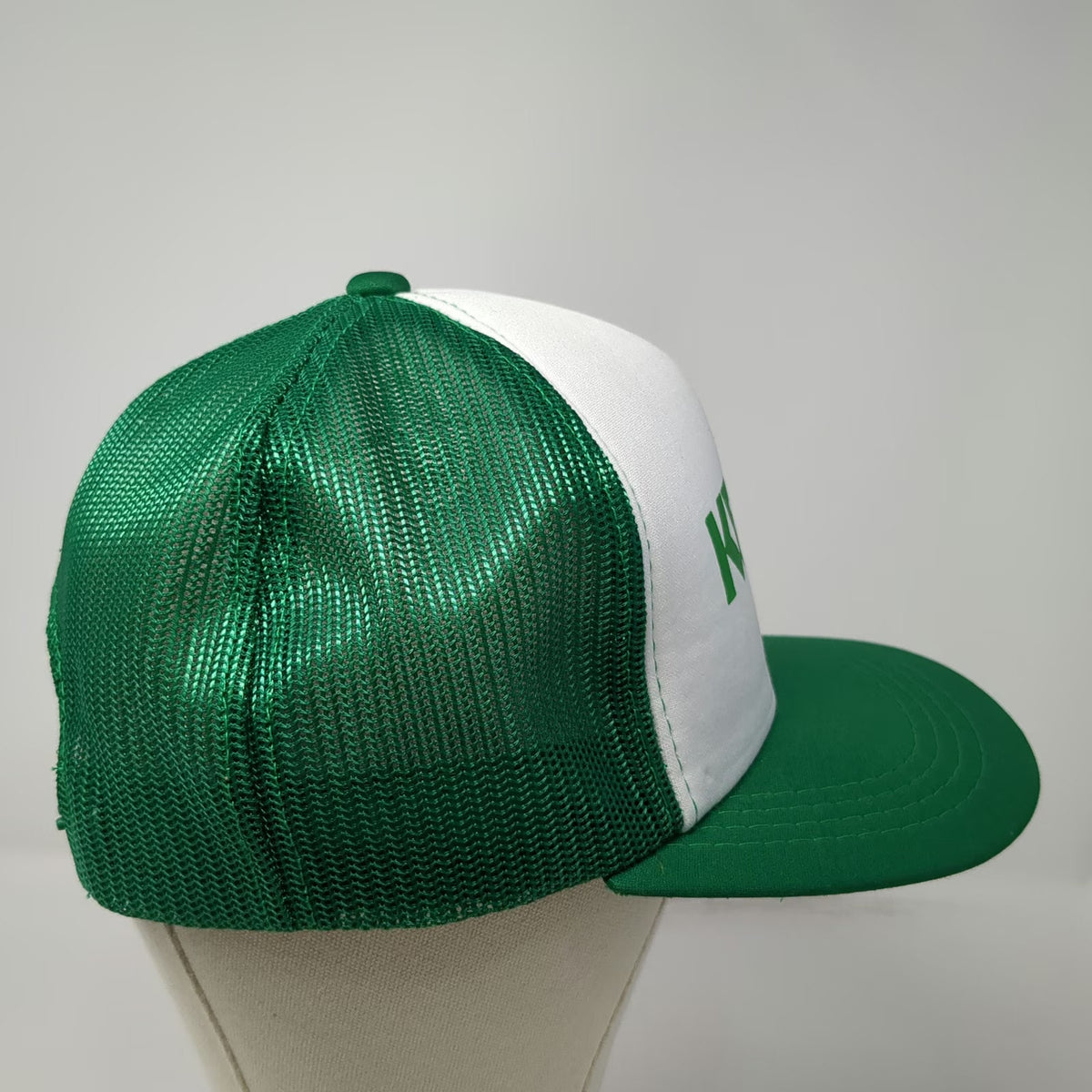 Triangle Headwear Trucker Hat Green Keller Block Logo Mesh Foam Snapback Print
