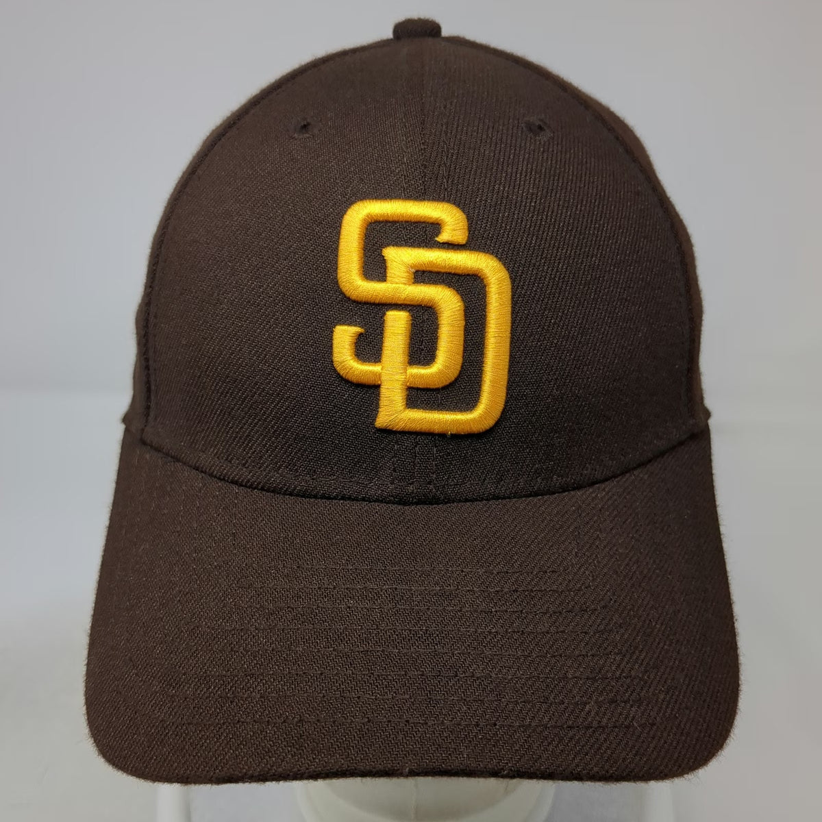 San Diego Padres MLB New Era Cap Brown Yellow L 39THIRTY Stretch Fit Logo Hat