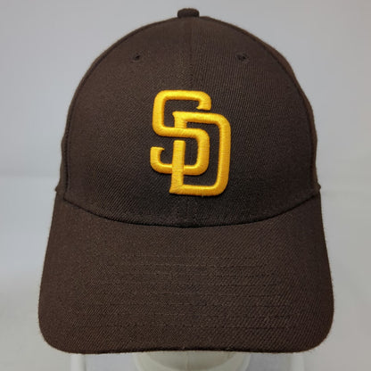 San Diego Padres MLB New Era Cap Brown Yellow L 39THIRTY Stretch Fit Logo Hat