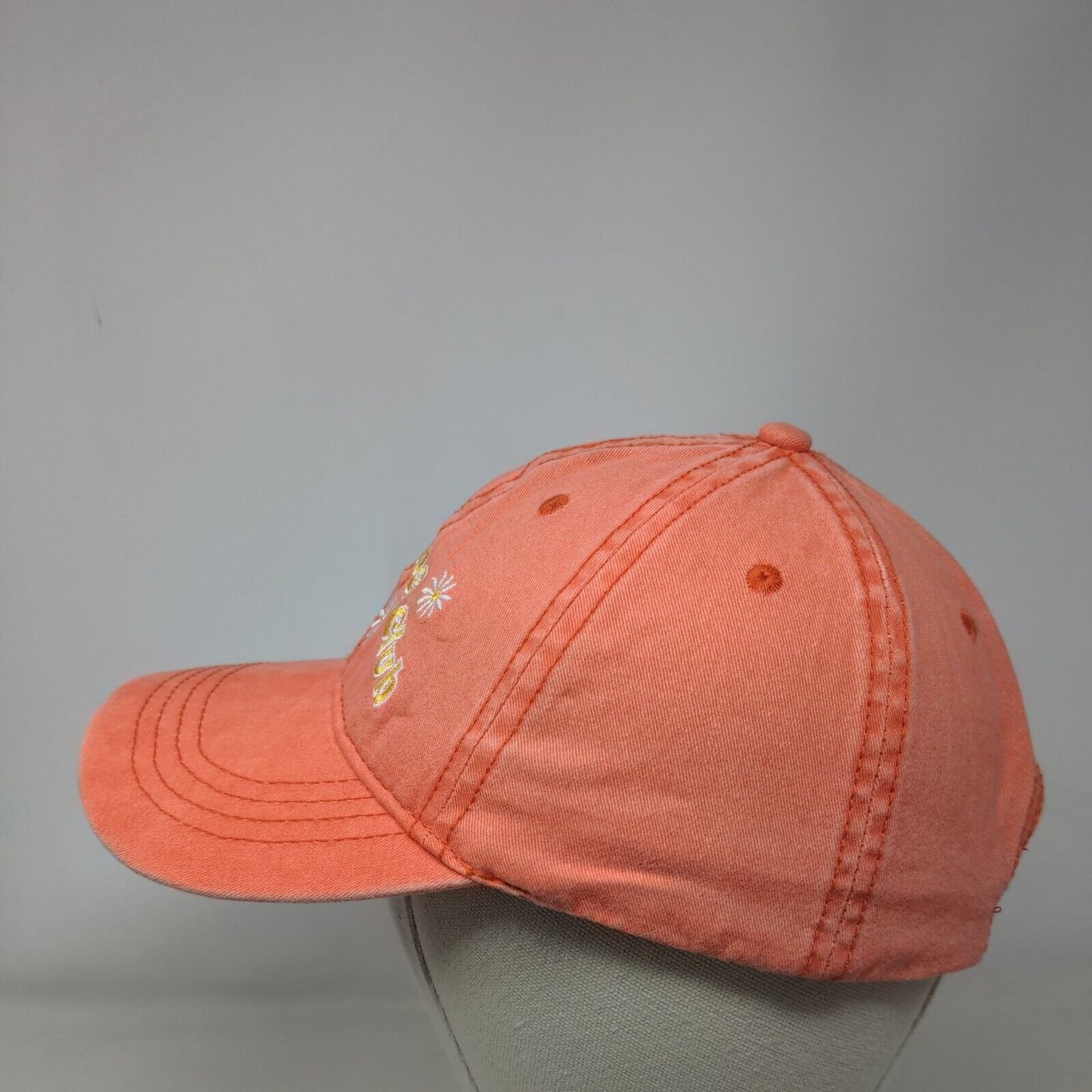 Good Vibes Club Slideback Hat Orange OSFM Adjustable Embroidered Floral Cotton