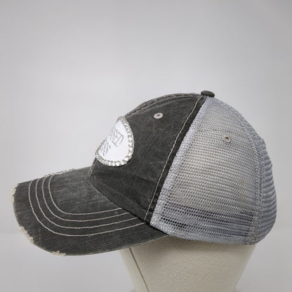 Blessed Mess Strapback Trucker Hat Gray One Size Mesh Back Rhinestone