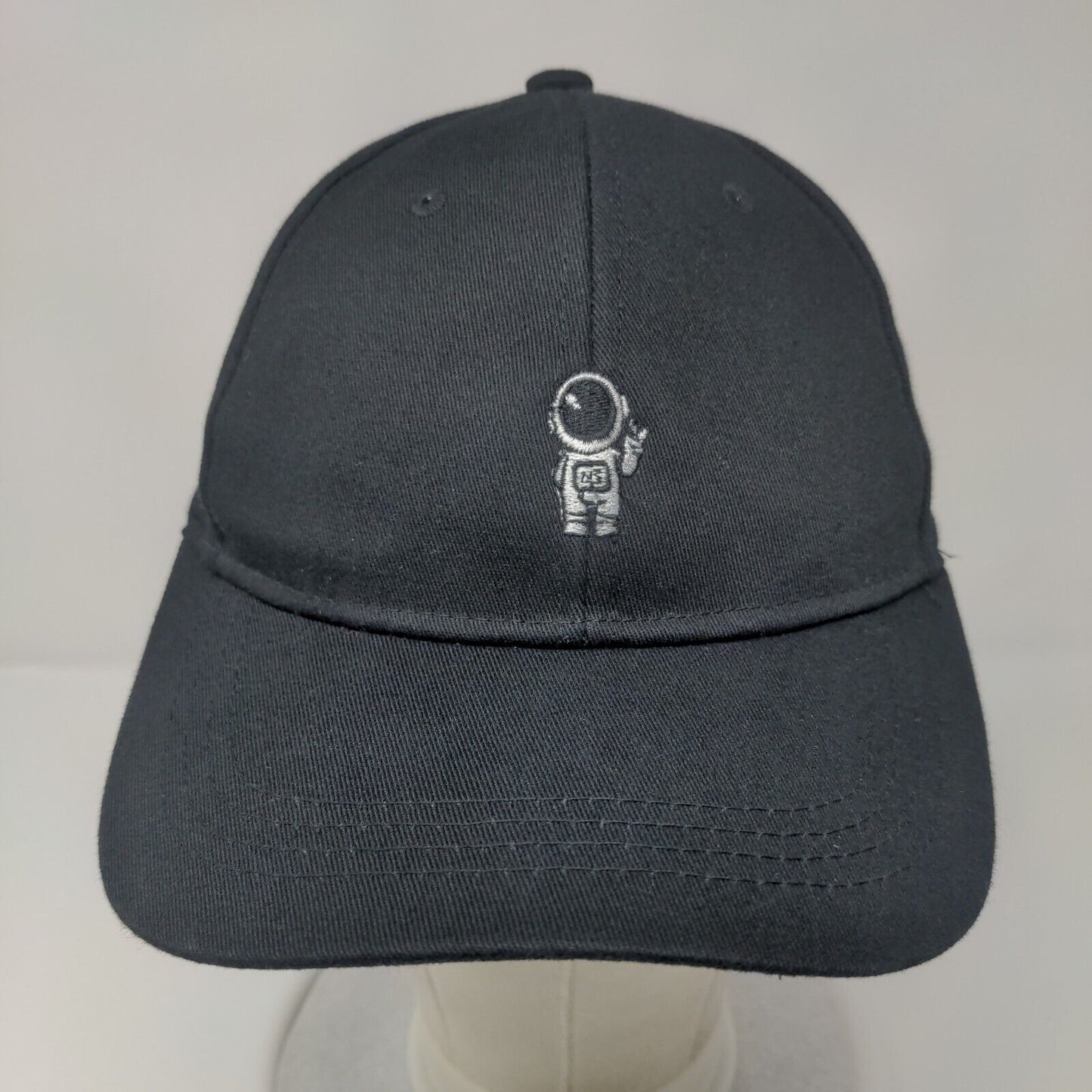 Astronaut Slideback Hat Black One Size Adjustable Embroidered 6 Panel