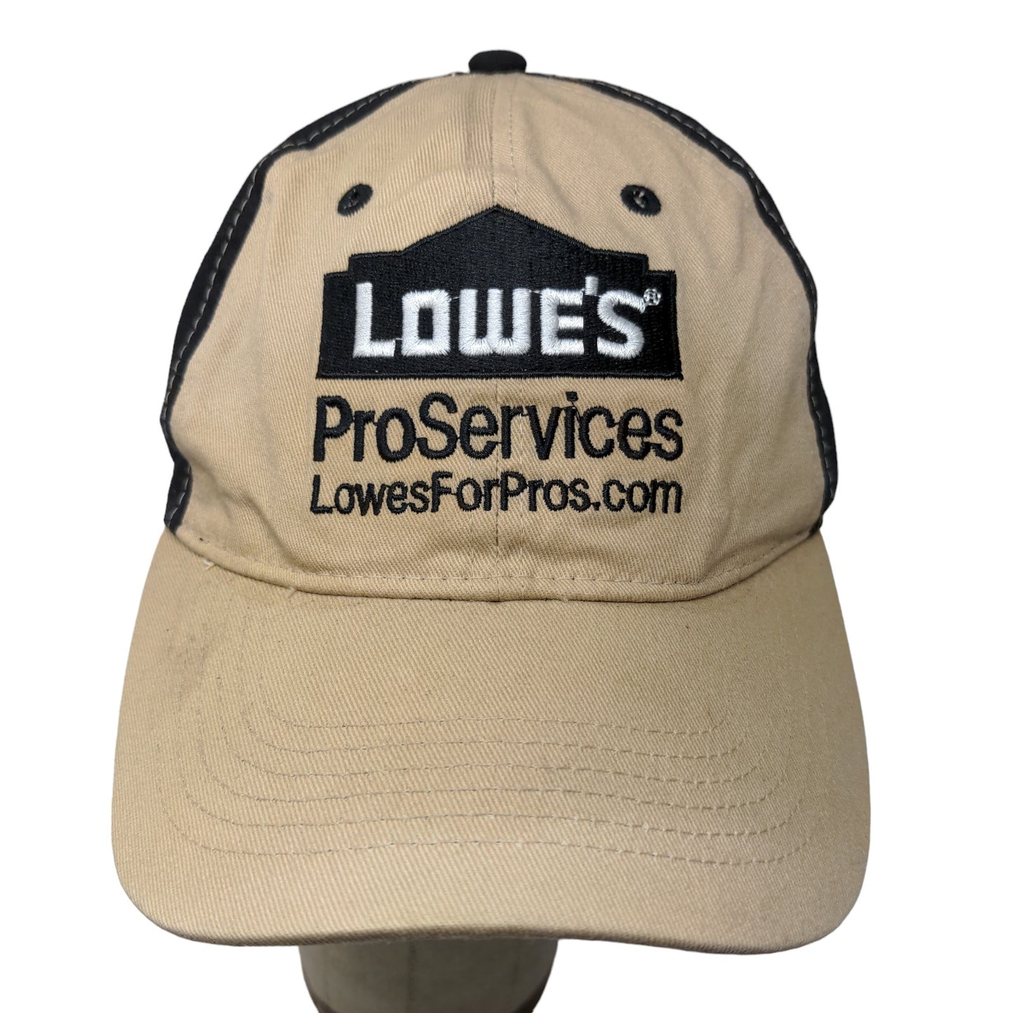 Lowe's Men's Strapback Hat Tan Black Embroidered Pro Services Logo