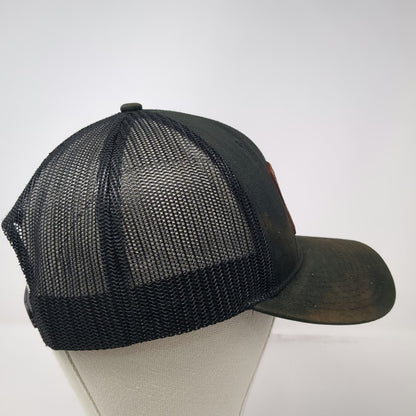 Fahrenheit Black Trucker Hat One Size Stanley Idaho Mountain Patch Mesh Snapback