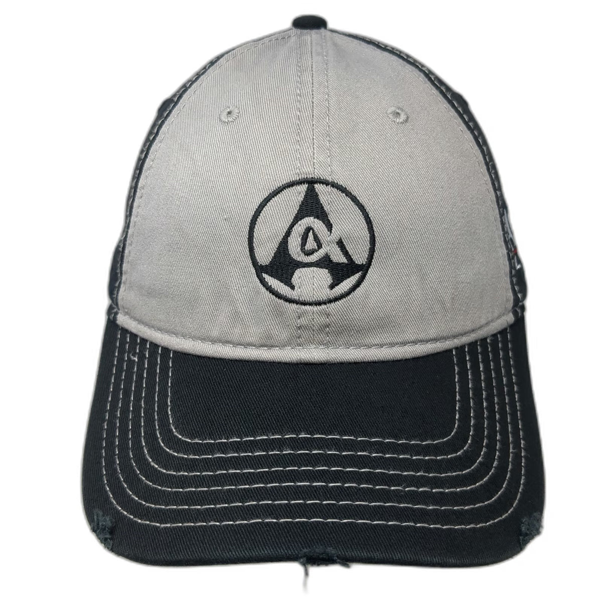 Otto Baseball Cap Black One Size Distressed Alpha Oil Gas Contrast Stitching Hat