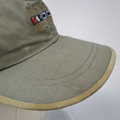 G.H. Bass & Co. Baseball Cap Green Nautical Flags Leather Slideback Hat Vintage