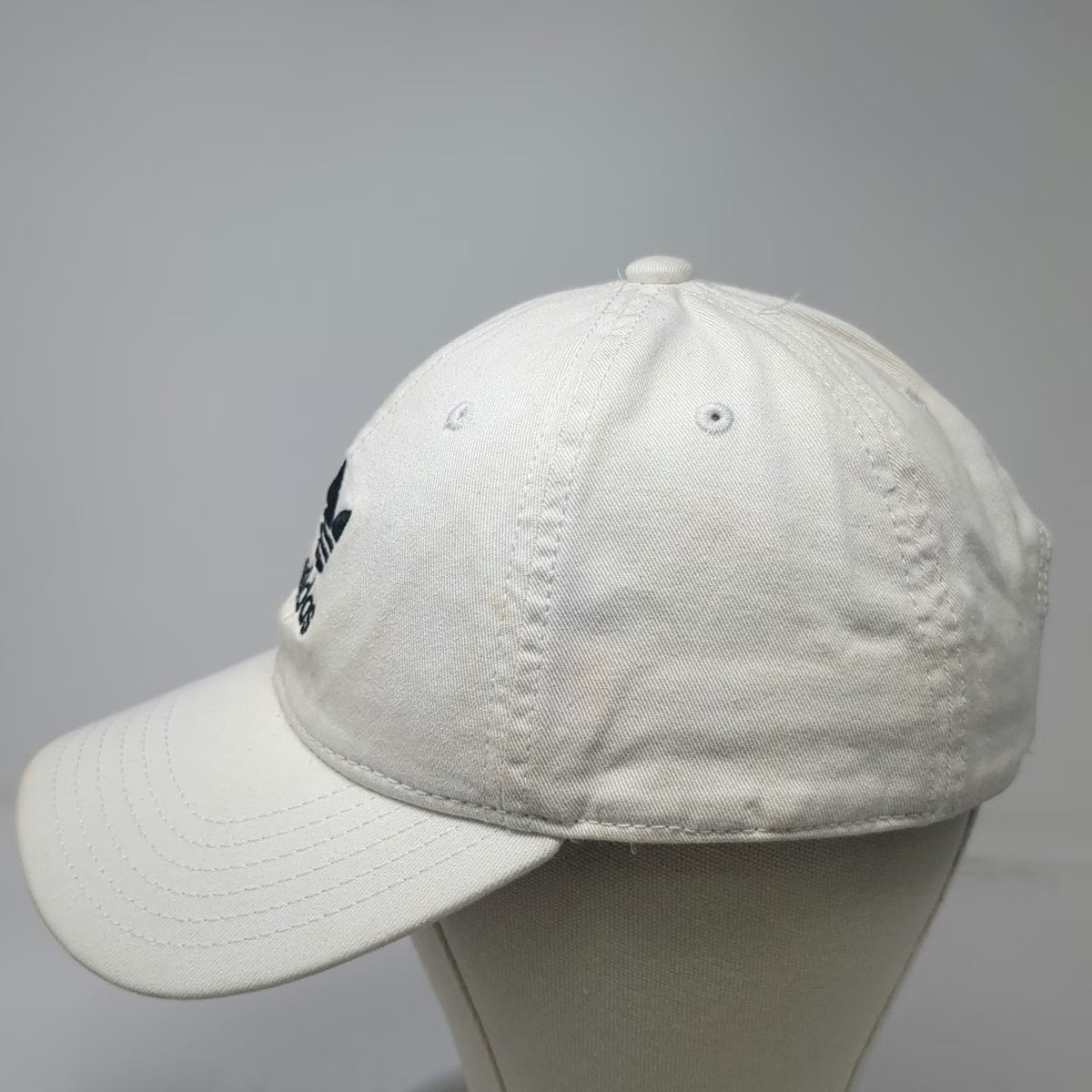 Adidas Baseball Cap White One Size Trefoil Logo Embroidered Slideback Strap Hat