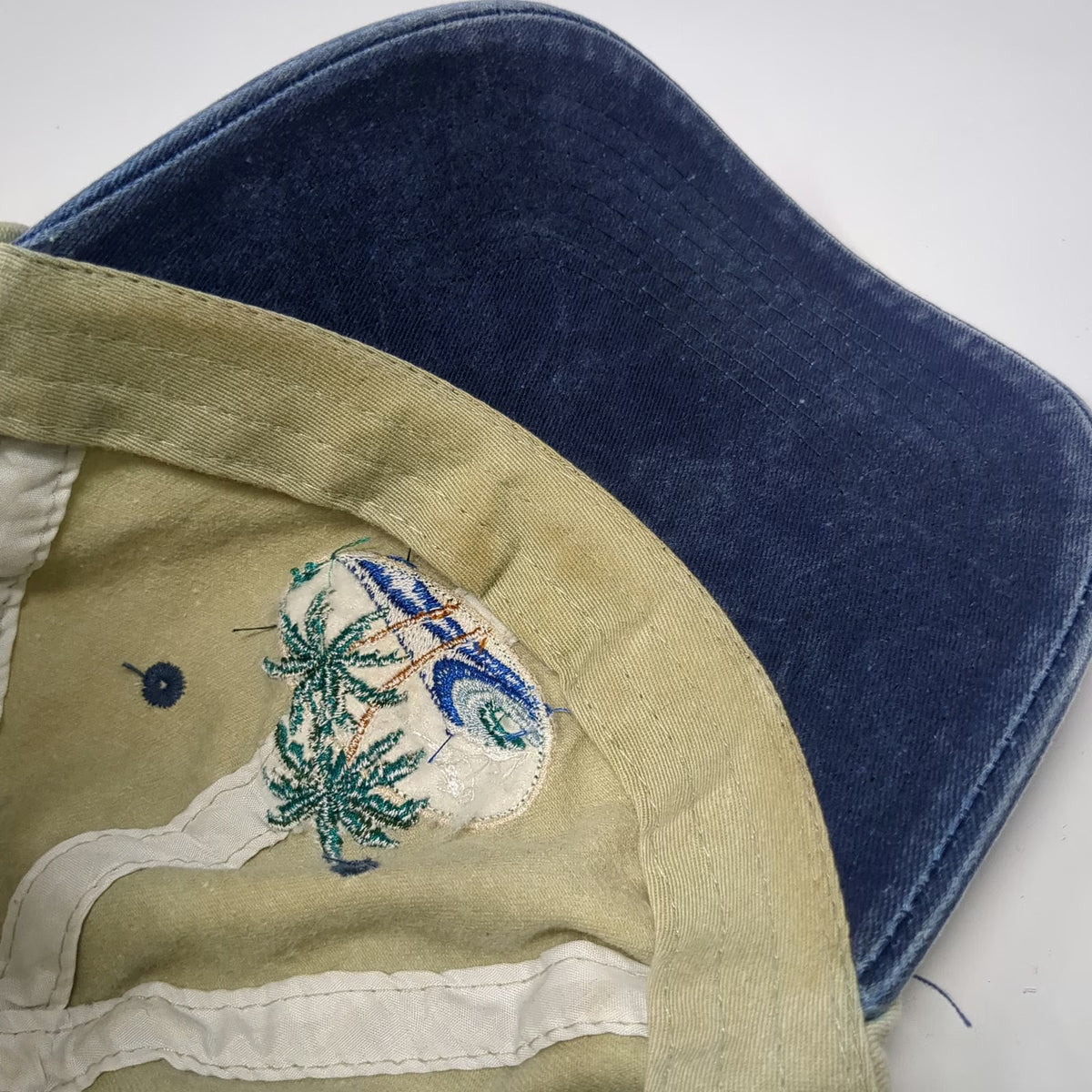 Clearwater Beach Florida Palm Trees Wave Beige Blue Baseball Cap One Size Hat