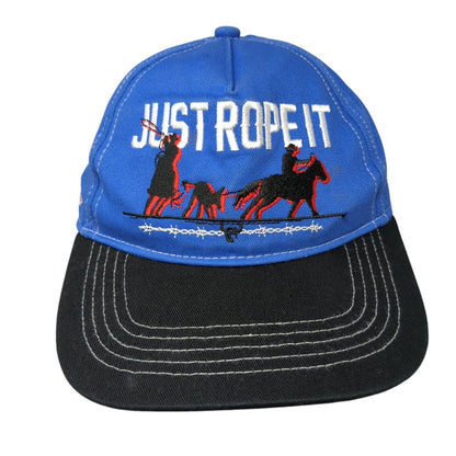 Just Rope It Strapback Hat Blue Youth One Size Adjustable Cowboy Hardware