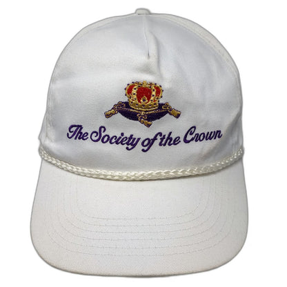 5 Panel White One Size Hat Society of the Crown Rope Snapback Cotton Embroidered