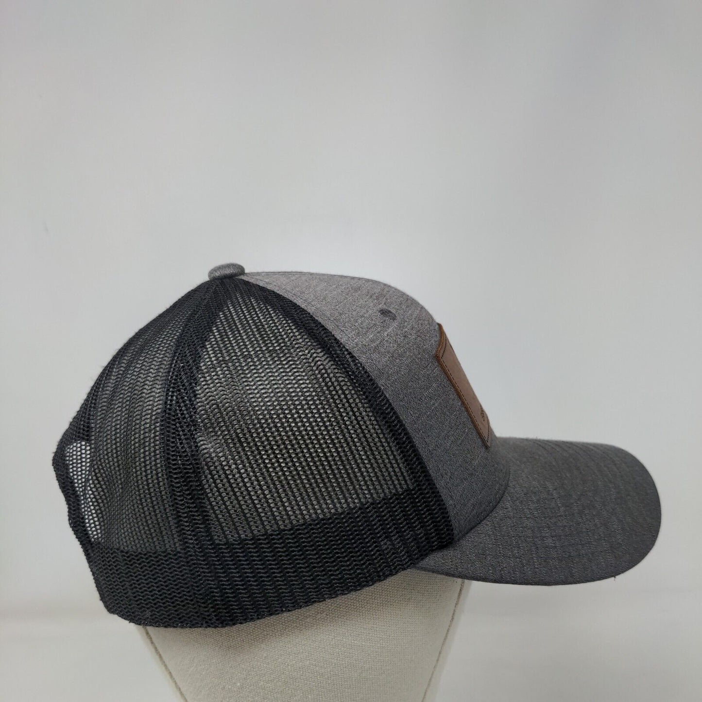 Sasquatch Contracting Snapback Trucker Hat Gray One Size Leather Patch