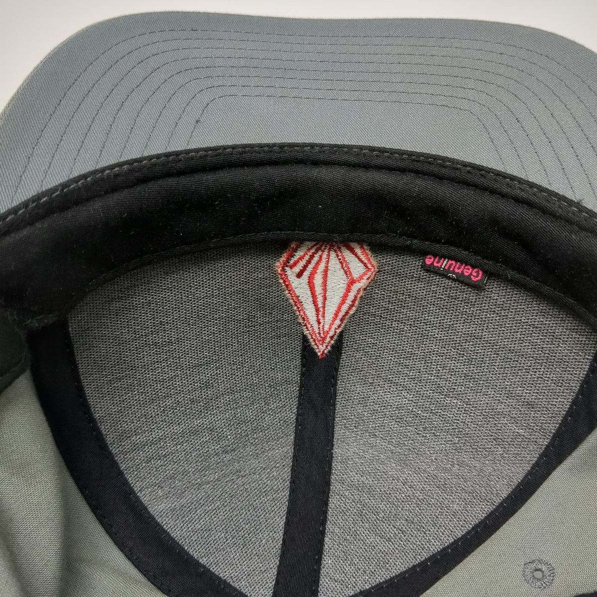 Volcom Snapback Hat Gray OS Embroidered Logo Red Black Stone Graphic Adjustable
