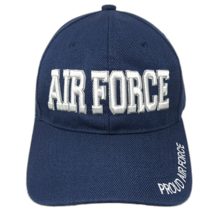 Blue Baseball Cap One Size Proud Air Force USAF Silver Embroidery Strapback Hat
