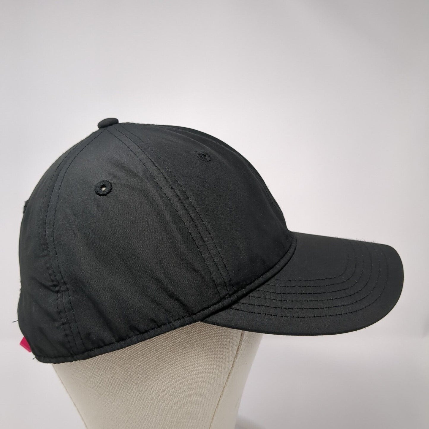 PUMA Strapback Hat Black One Size Adjustable Embroidered Vented Holes 6 Panel