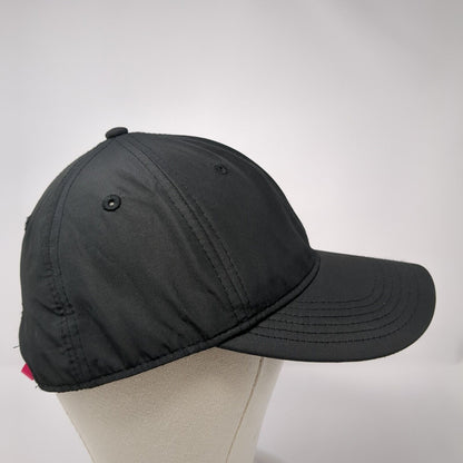 PUMA Strapback Hat Black One Size Adjustable Embroidered Vented Holes 6 Panel