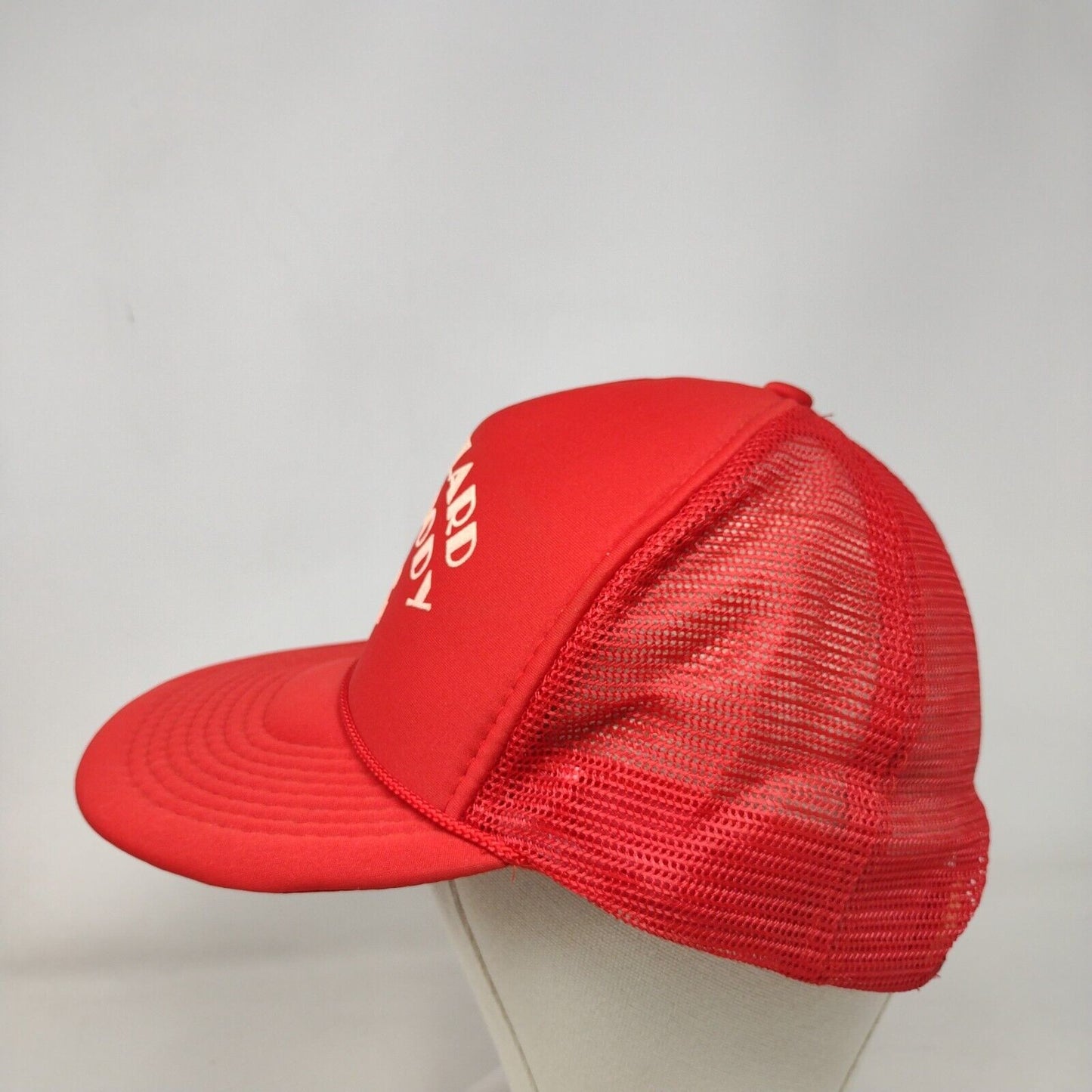 Mr. Wizard Auto Body Snapback Trucker Hat Red OSFA Adjustable Mesh Back Nissin