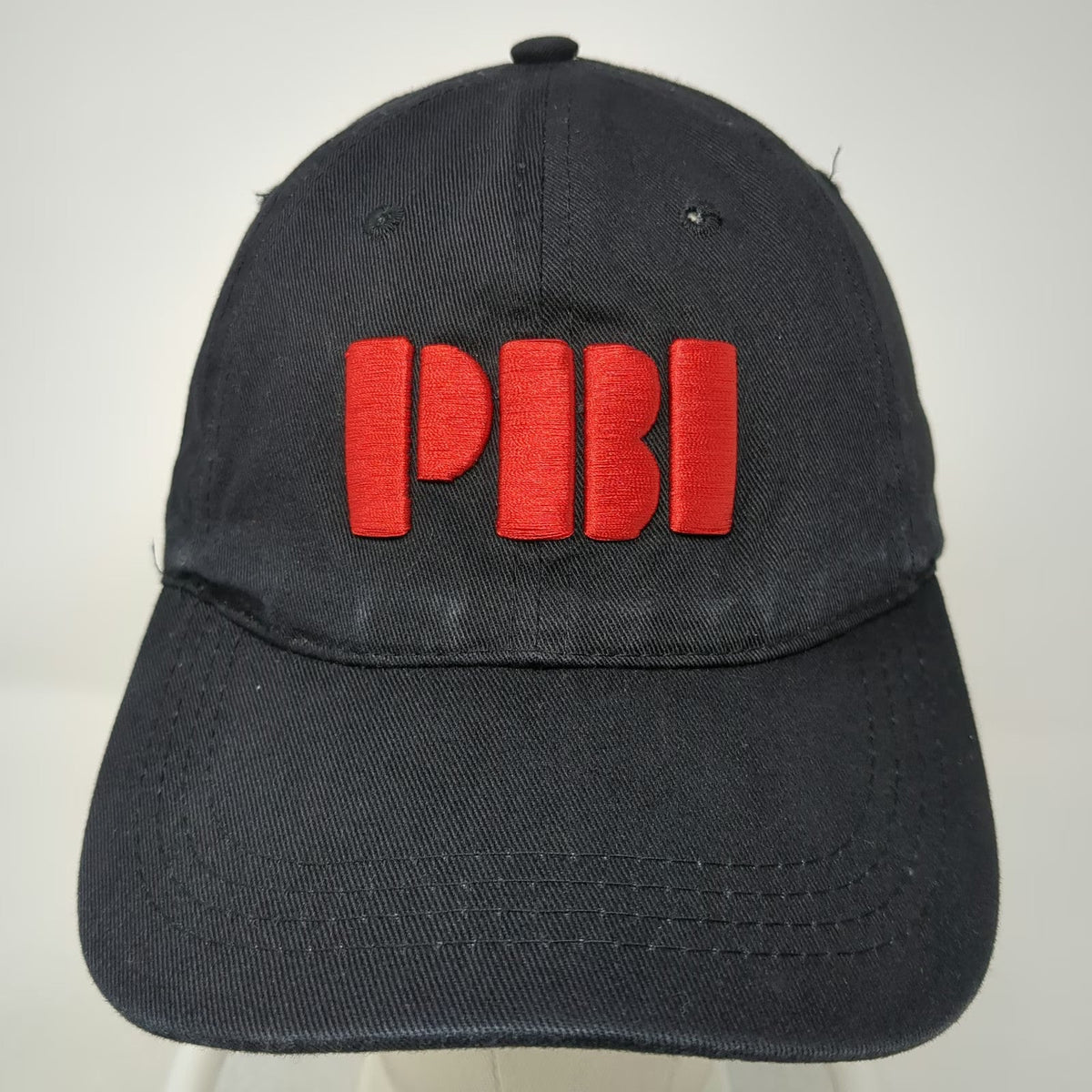 PIBI Red Puff Embroidery Black Baseball Cap Hat One Size Adjustable Strapback