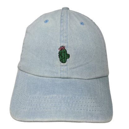 Women's Strapback Hat Blue Adjustable Embroidered Cactus Logo