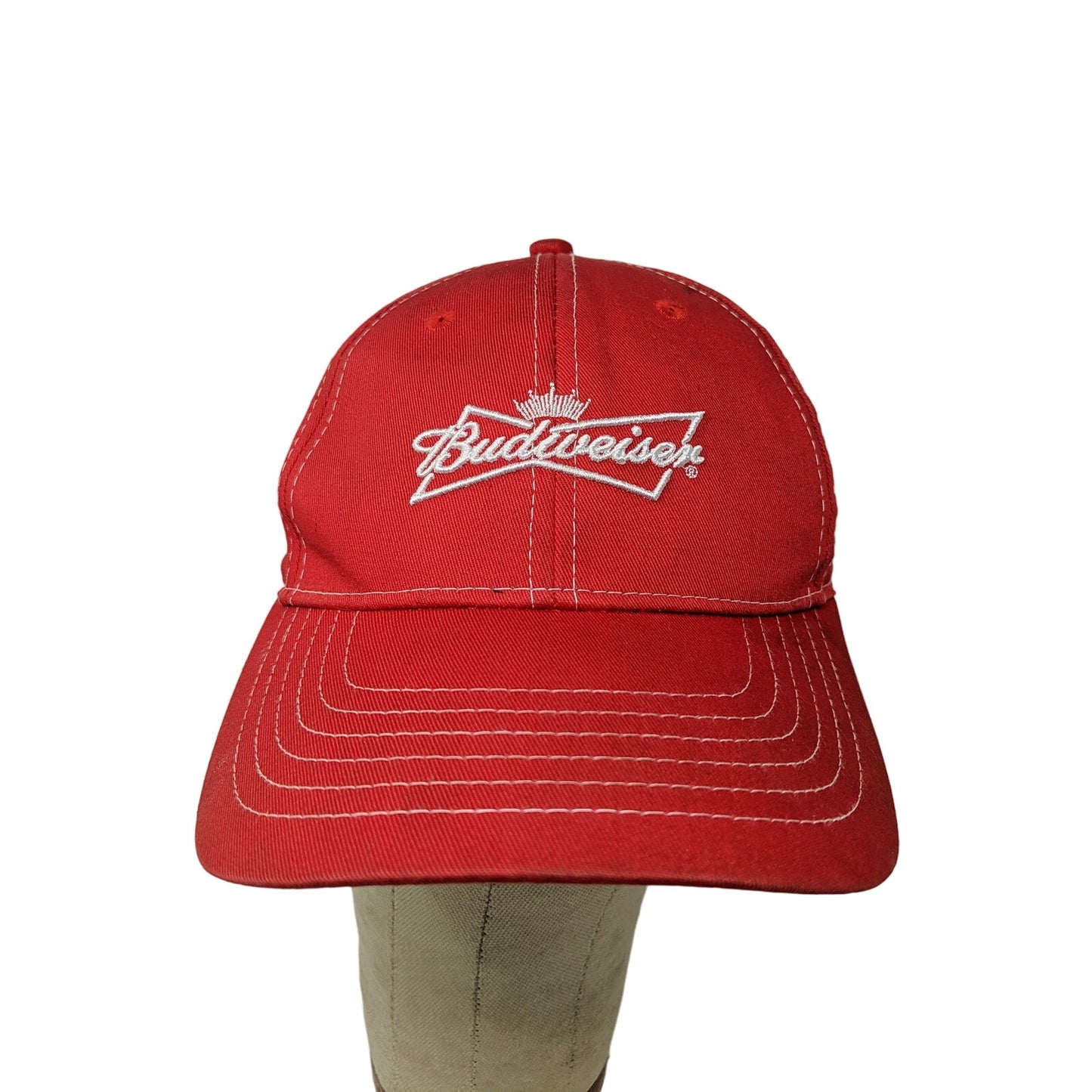 Budweiser Beer Strapback Hat Size OSFA Red Embroidered Logo SEE DESC