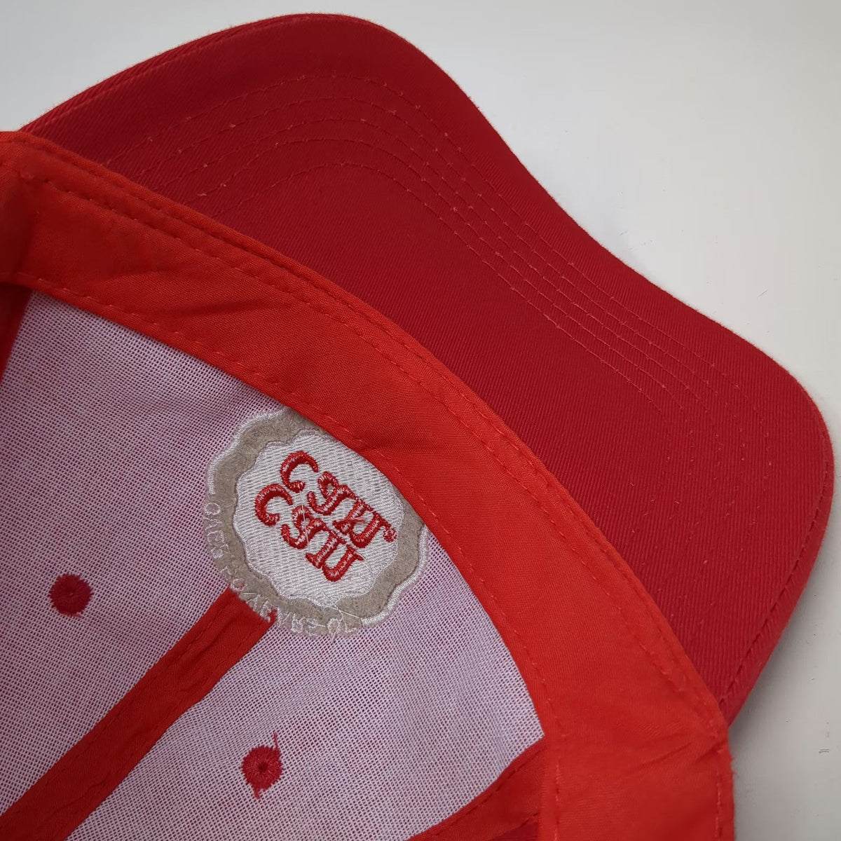 MJ Corp Baseball Cap Red One Size Over 50 Years Of Can Can Logo Strapback Hat