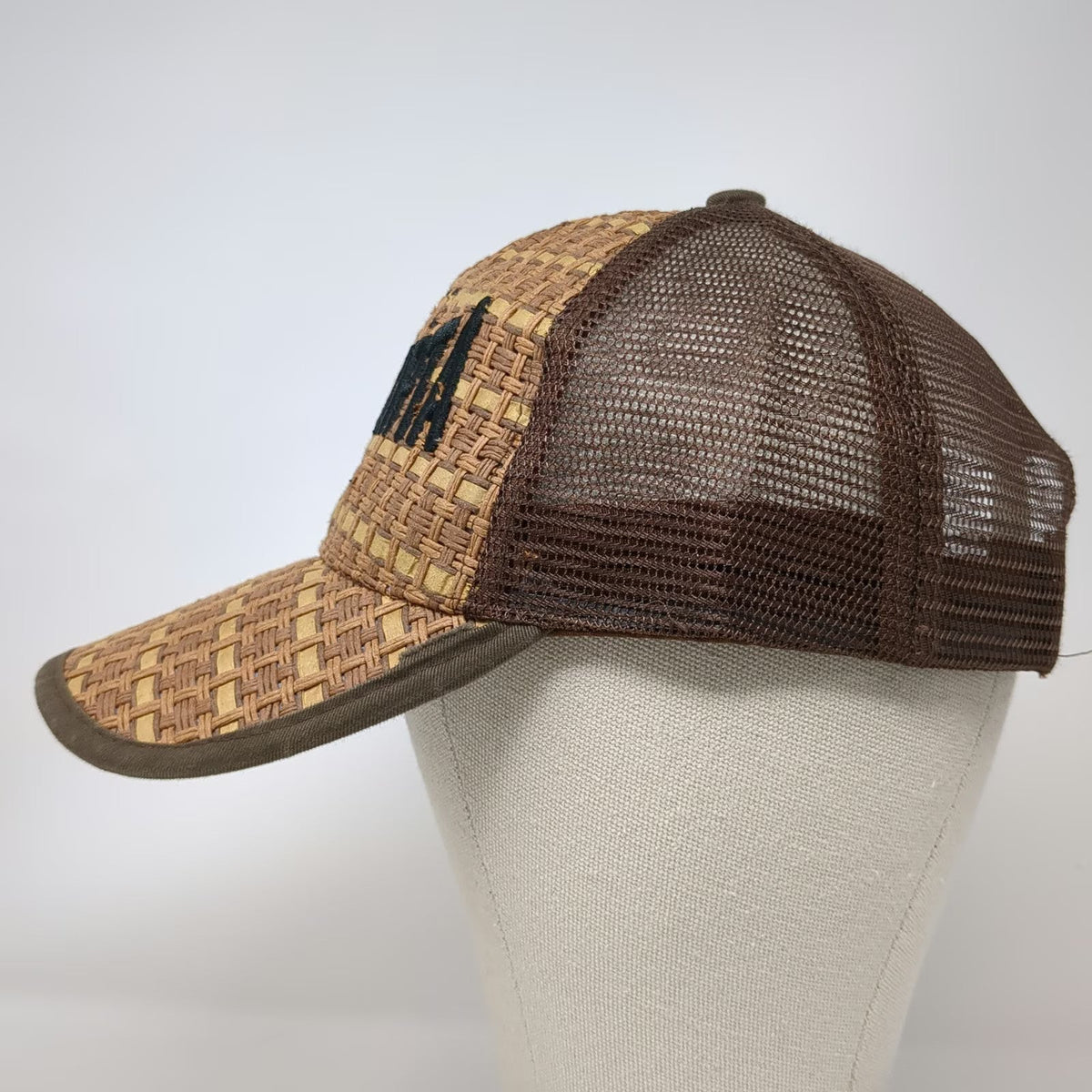 Puerto Vallarta Mexico Brown One Size Trucker Hat Woven Straw Mesh Snapback