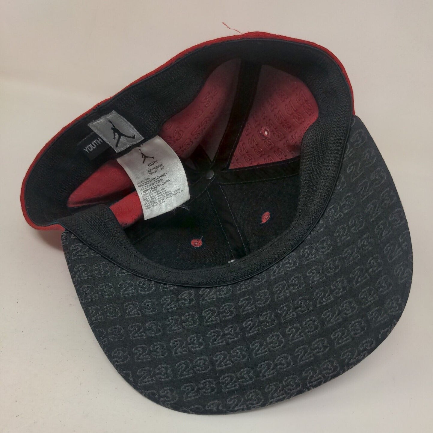 Nike Air Jordan Boy's Fitted Hat Red Embroidered 23 Jumpman Logo All Over Print