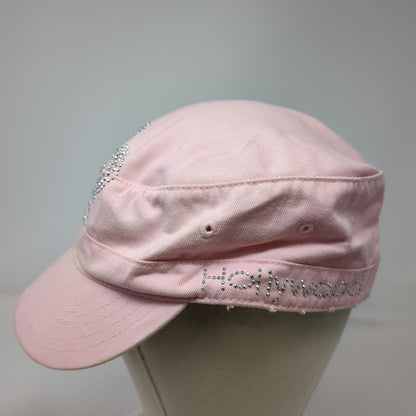 HG Army Cap Pink One Size Rhinestone Crown Hollywood Strapback Cotton Hat