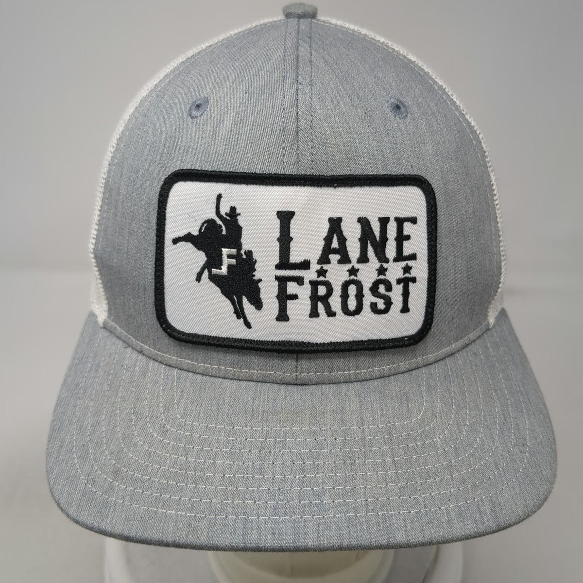 Richardson Trucker Hat Gray One Size Rodeo Bull Rider Lane Frost Patch 112 Snap