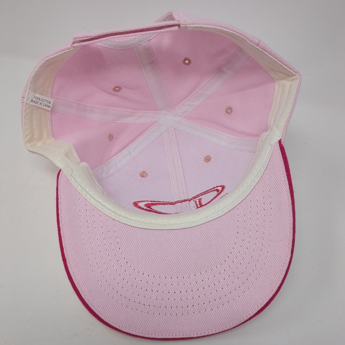 DYNON Strapback Hat Pink One Size Adjustable Embroidered 6 Panel Cotton