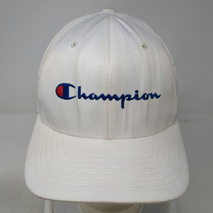 Champion Baseball Cap White XL Fitted Flexfit Embroidered Script Logo Hat