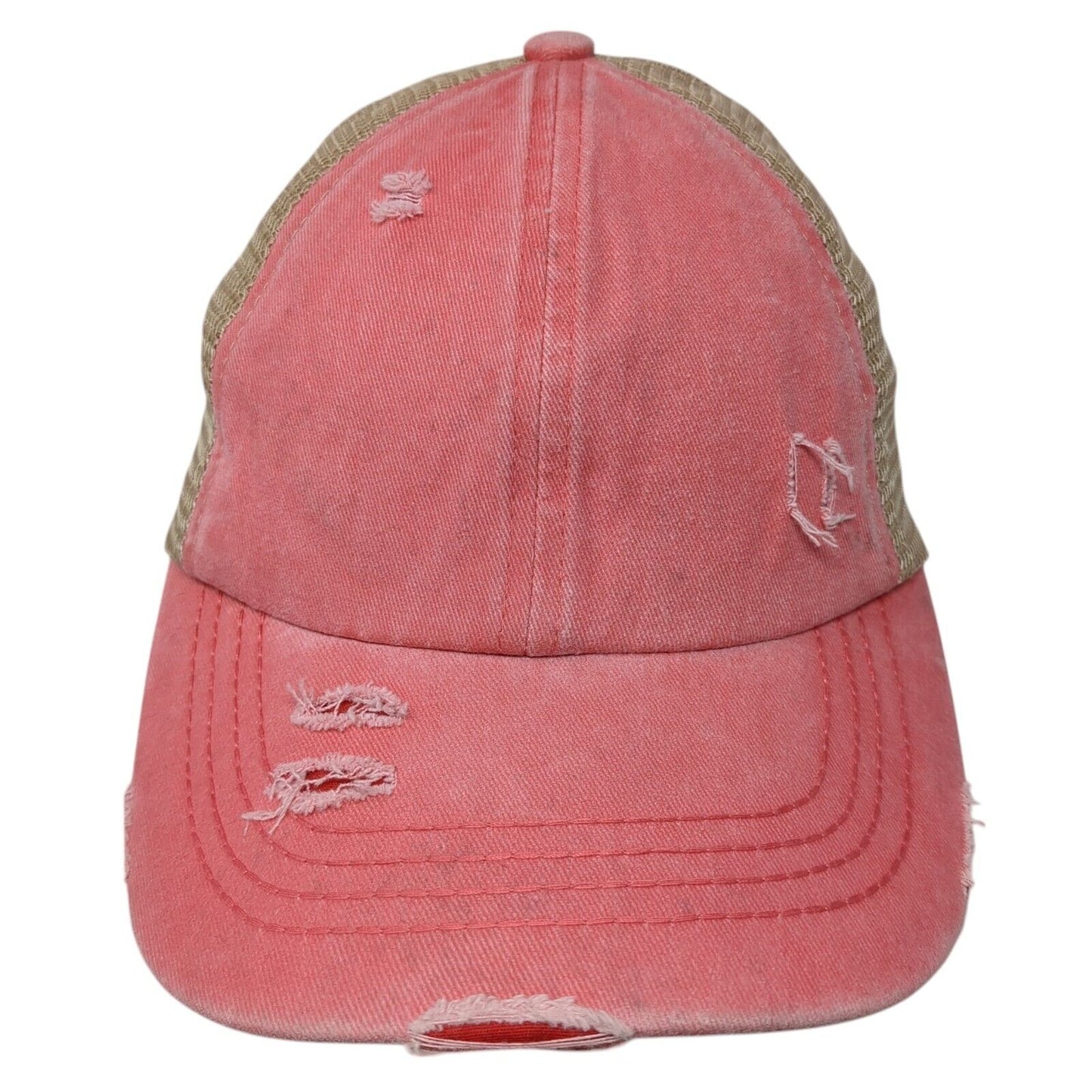 C.C Exclusives Strapback Trucker Hat Multi One Size Ponytail Distressed