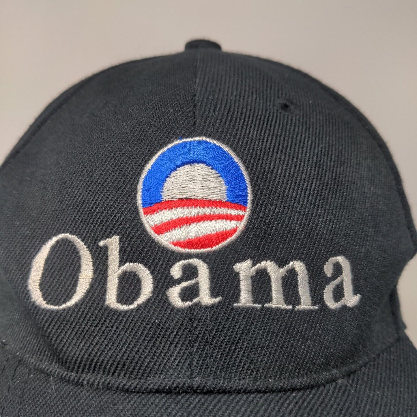 Obama Men's Strapback Hat Black Embroidered Logo 2008 Presidential Acrylic