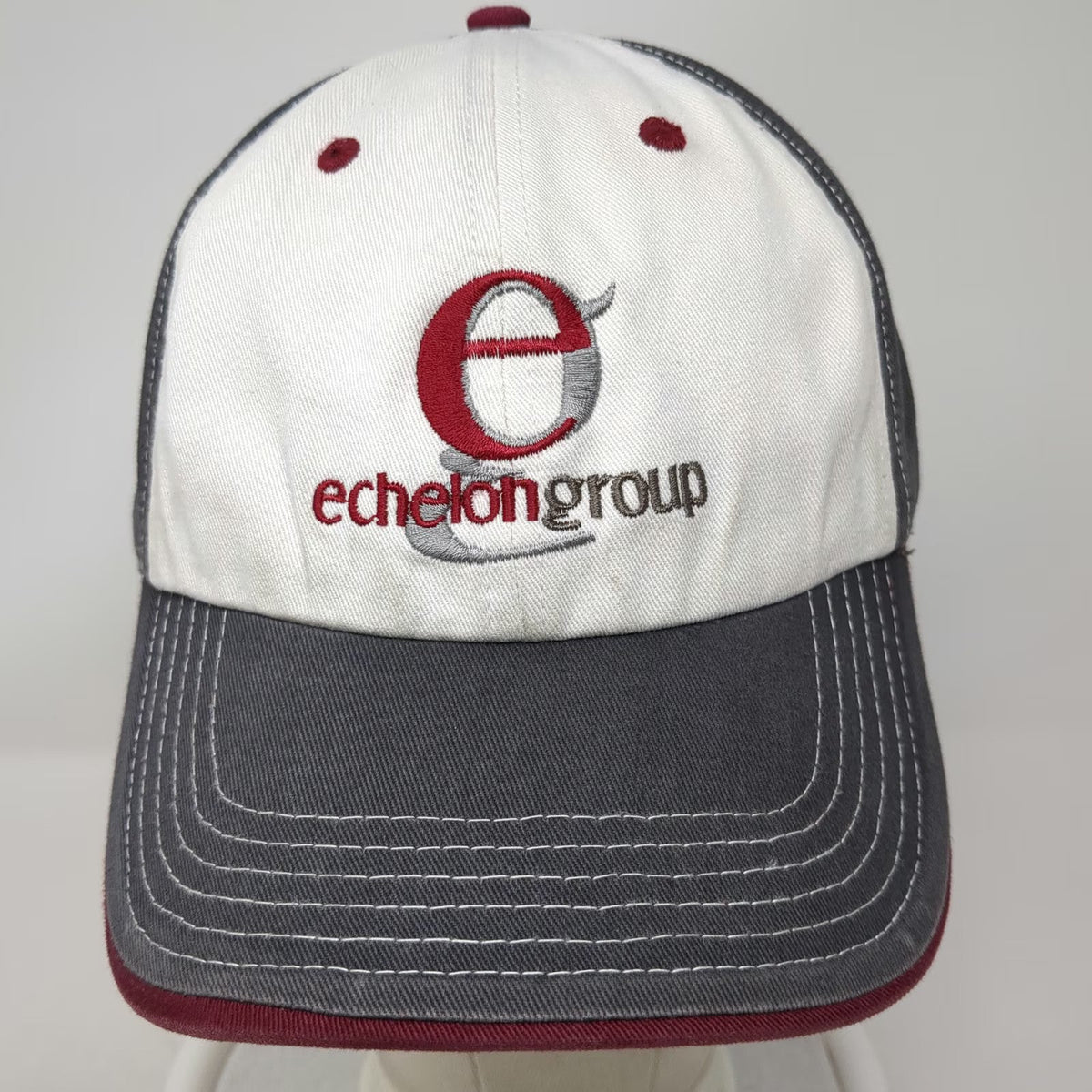 Richardson Baseball Cap Gray White Red One Size Echelon Group Logo Hat Slideback