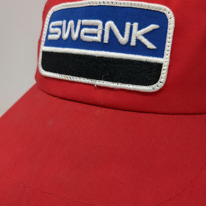 Swank Trucker Hat Red Mesh Back Snapback Embroidered Patch Logo Black Vintage