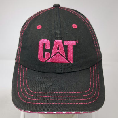 CAT Baseball Cap Black Pink OSFM Embroidered Logo Polka Dot Strap Stitching Hat