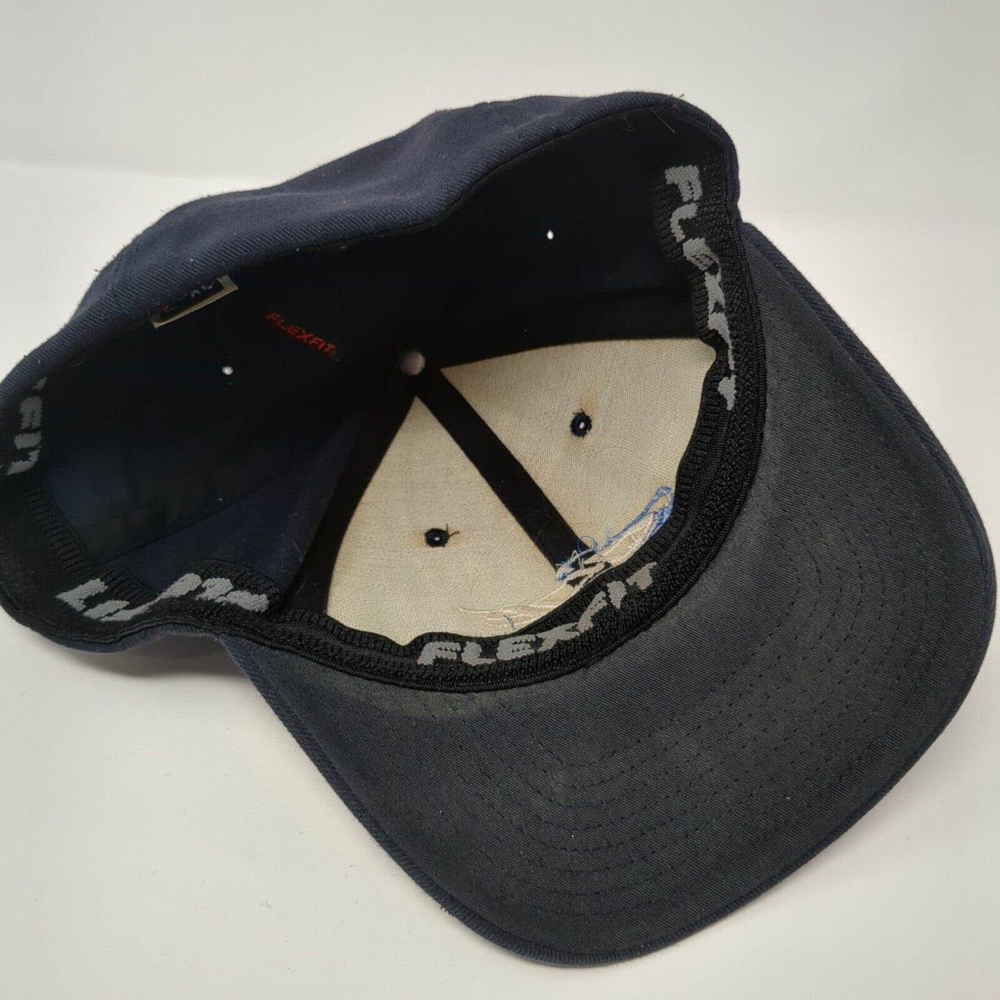 QQE Fitted Hat Blue Large-XL Embroidered Flexfit Yupoong Solid 6 Panel