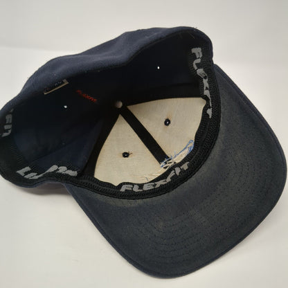 QQE Fitted Hat Blue Large-XL Embroidered Flexfit Yupoong Solid 6 Panel