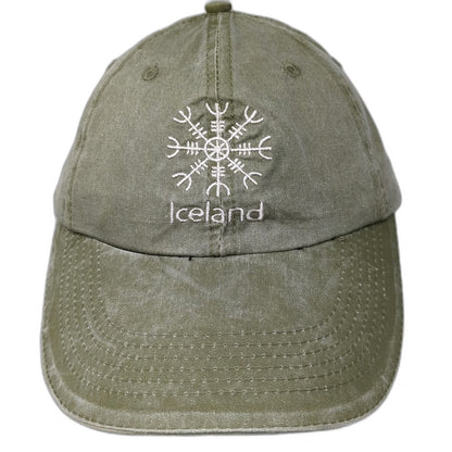Result Baseball Cap Green One Size Iceland Compass Rune Slideback Cotton Hat