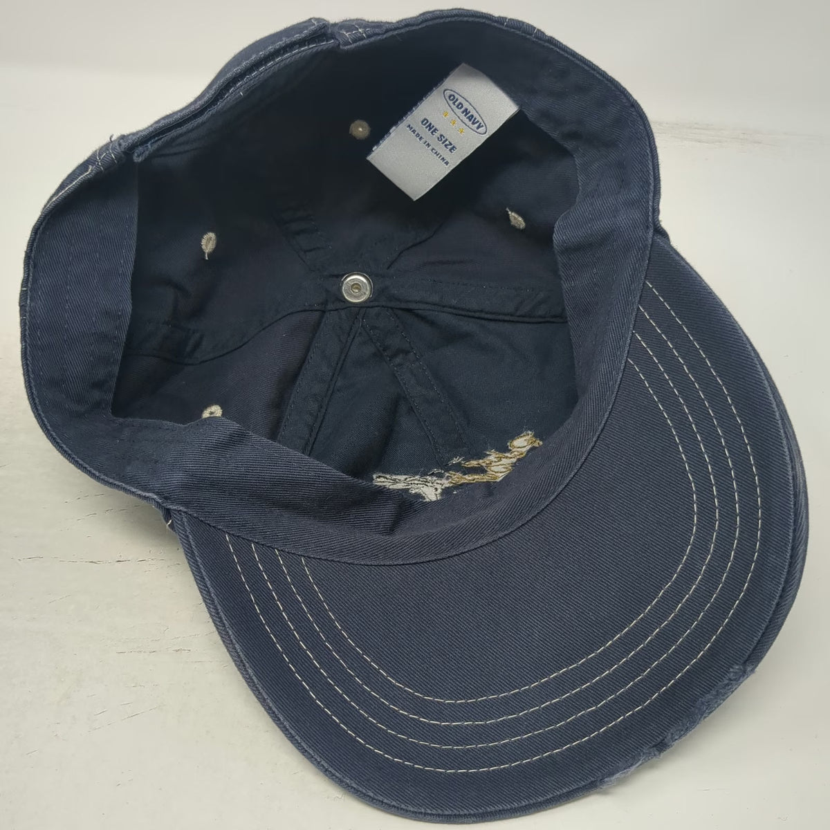 Old Navy Baseball Cap Blue OSFM Pahoa Peak Embroidered Contrast Stitching Hat