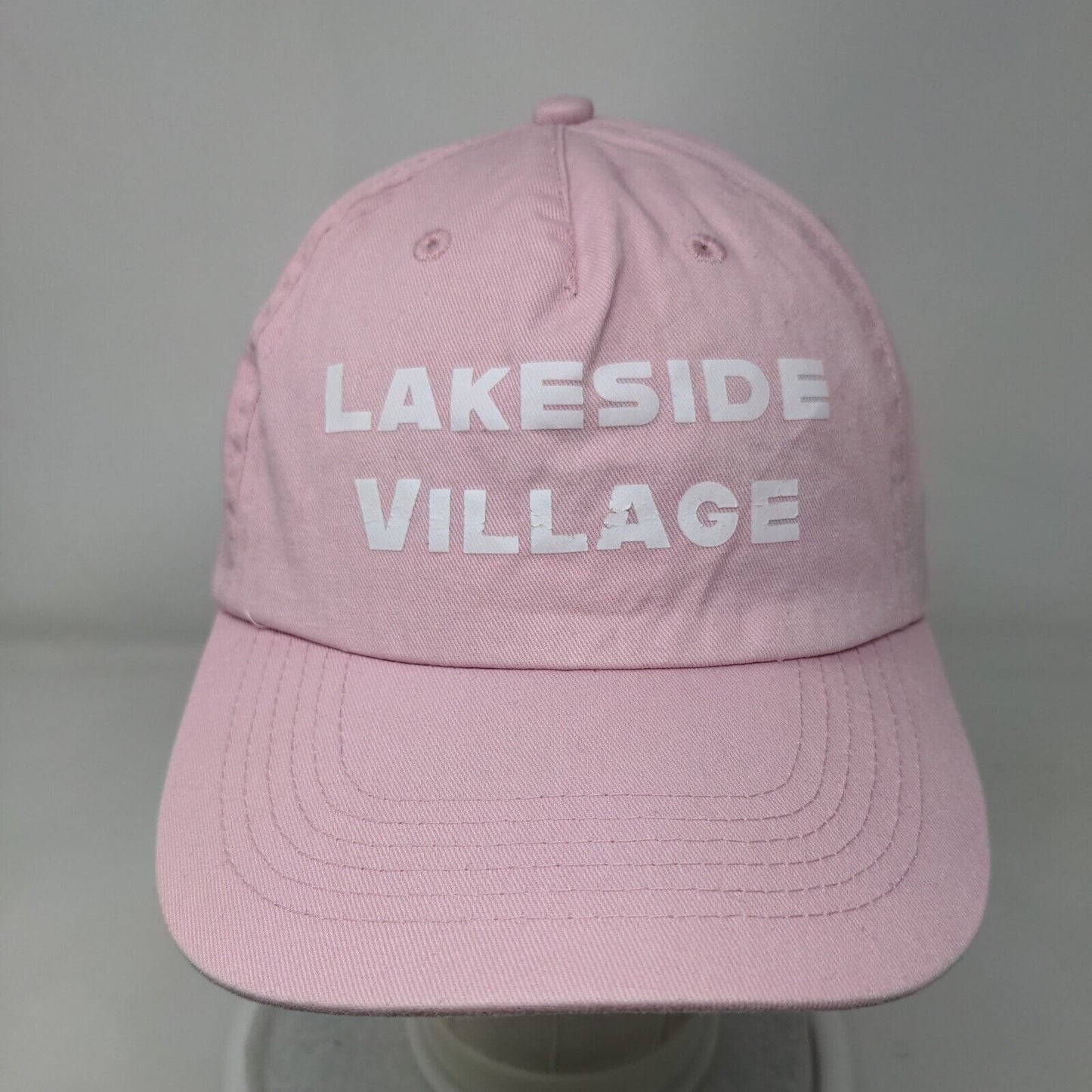 Lakeside Village Strapback Trucker Hat Pink OSFM Adjustable Hit Wear Cotton