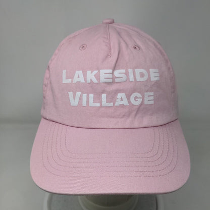 Lakeside Village Strapback Trucker Hat Pink OSFM Adjustable Hit Wear Cotton