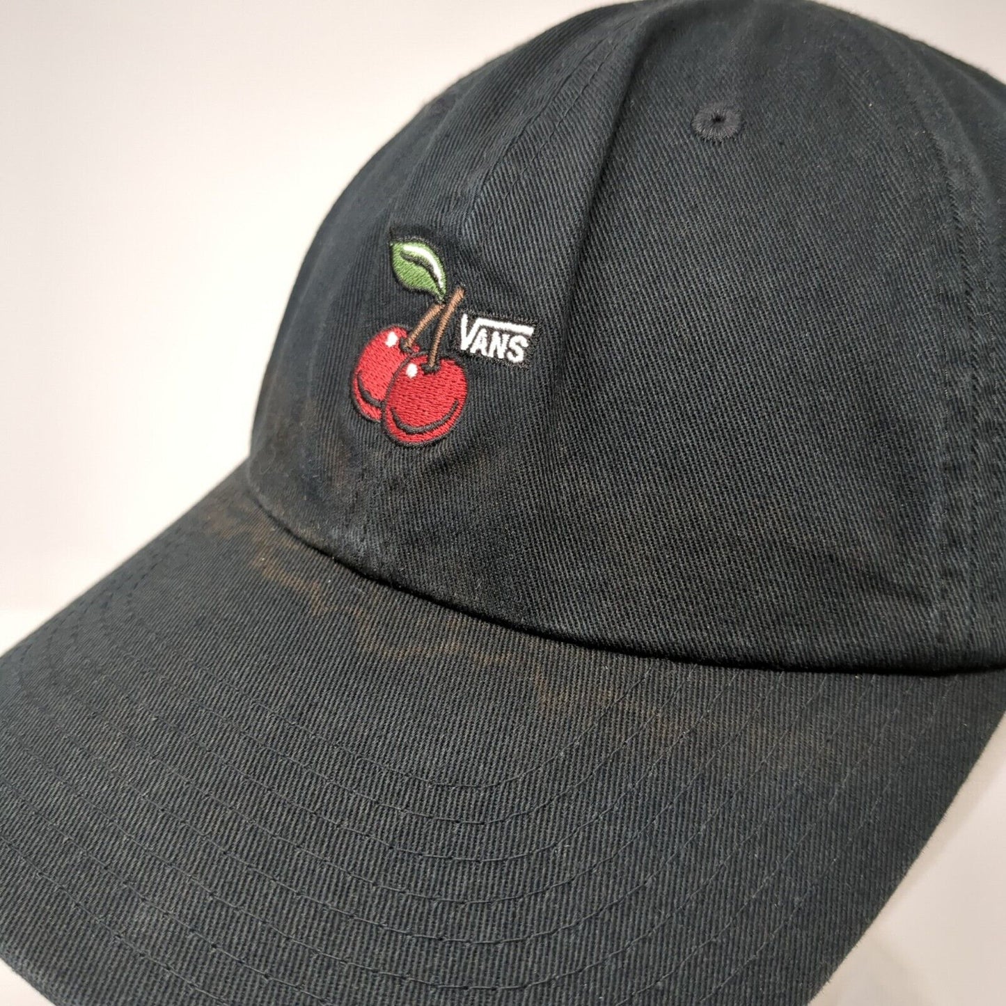 Vans Red Cherry Slideback Hat Black OSFA Adjustable Embroidered 6 Panel