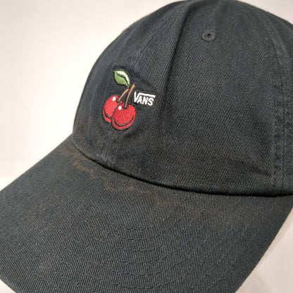 Vans Red Cherry Slideback Hat Black OSFA Adjustable Embroidered 6 Panel