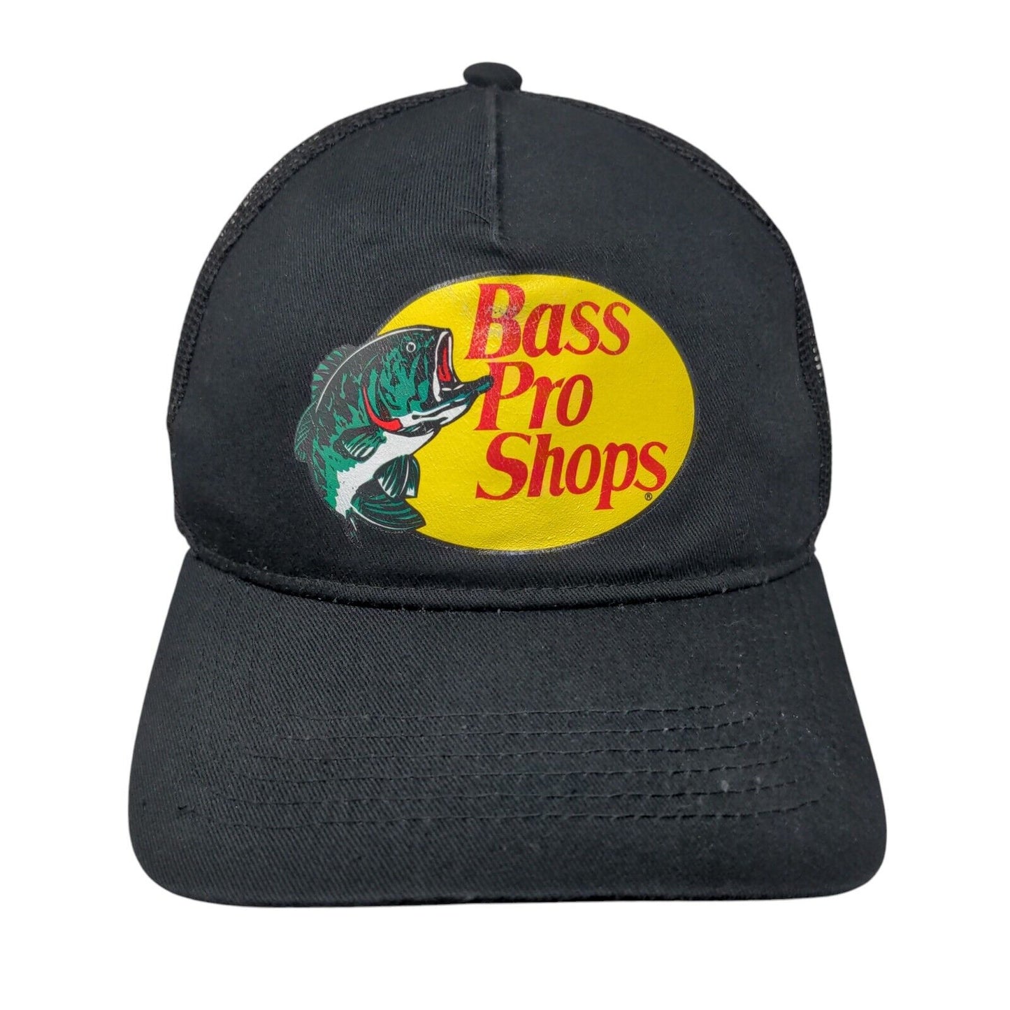 Bass Pro Shops Snapback Trucker Hat Black OSFM Adjustable Mesh Back Gone Fishing