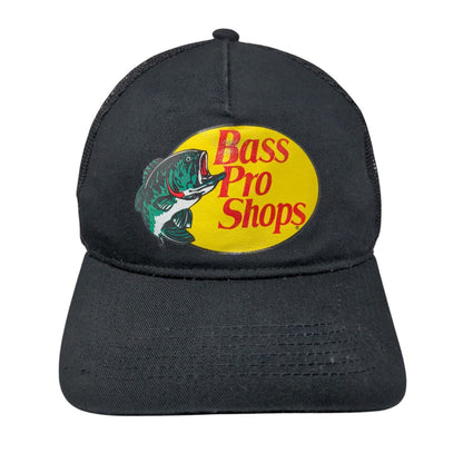 Bass Pro Shops Snapback Trucker Hat Black OSFM Adjustable Mesh Back Gone Fishing